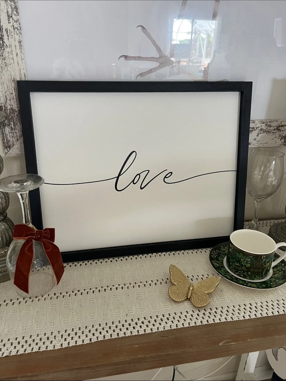 Love Script Framed Wall Art - Black